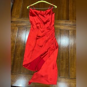 Jacinda Red Poppy Satin Dress from Revolve